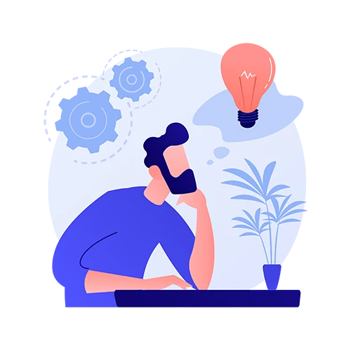 A virtual assistant thinking in calmness.